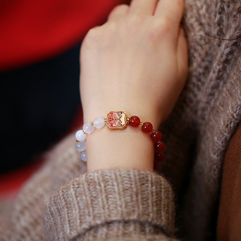 8mm Red Agate White Agate Strength Agate Bracelet
