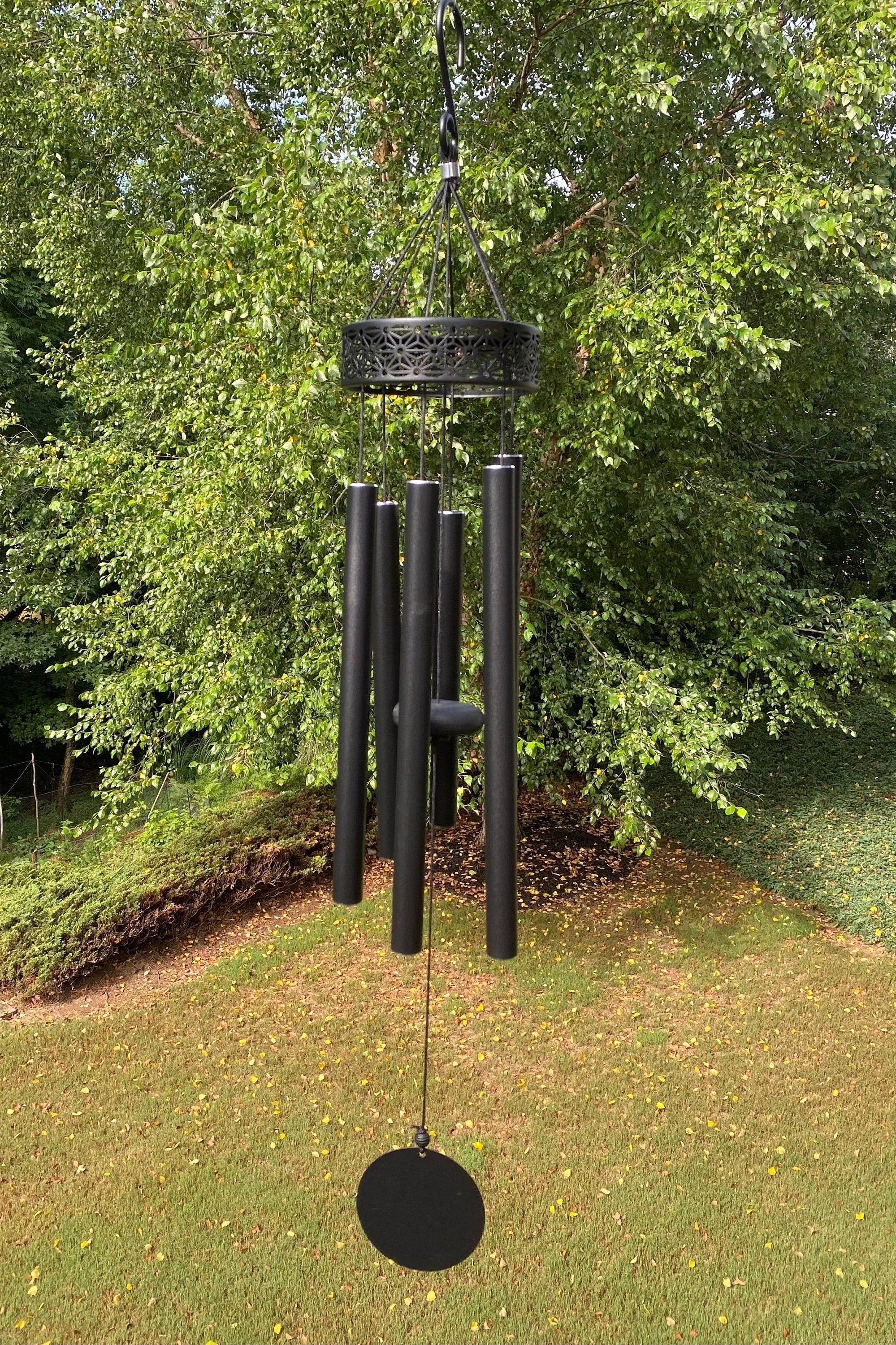 Black metal wind chimes with tubular bells in 38 Deep Tone Black Memorial design