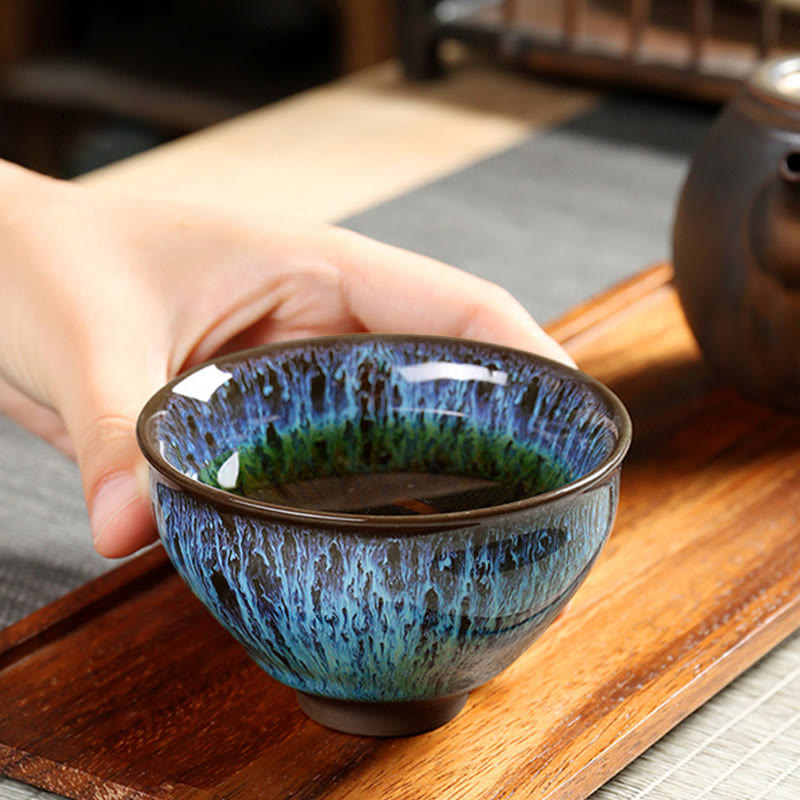 Multicolor Ceramic Tea Cup Ocean Wave | Zen Decor