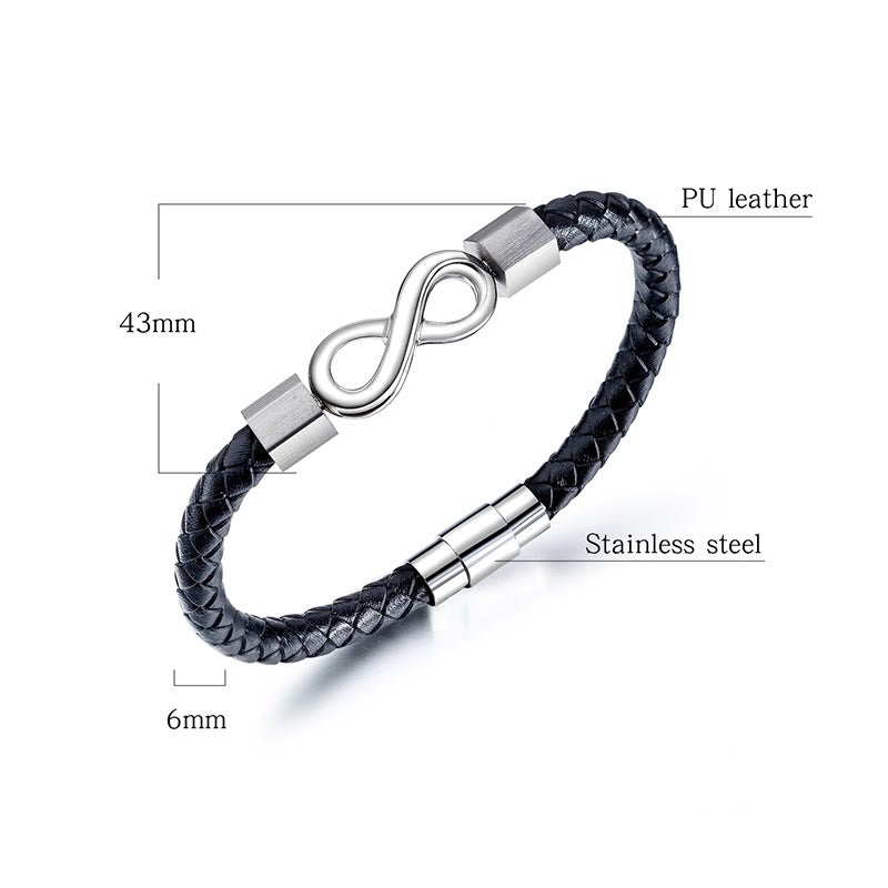 Endless Knot Titanium Steel Leather Spiritual Balance Bracelet