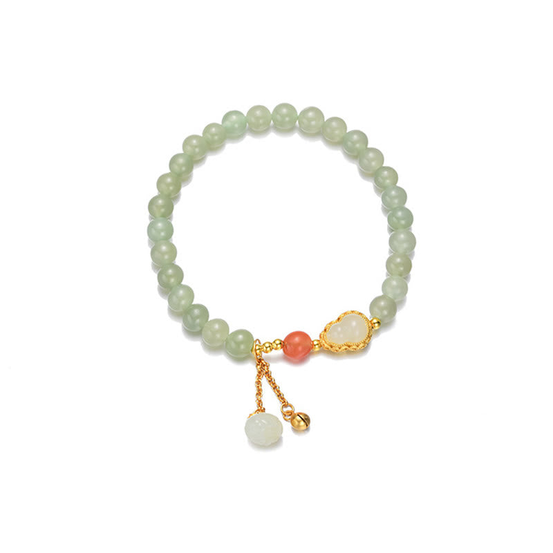 Hetian Jade Lotus Abundance Luck Bracelet 925 Silver