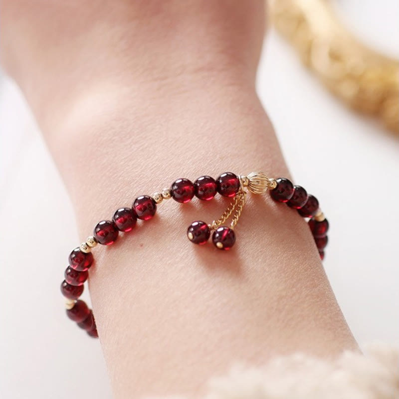 4mm Garnet Purification Bracelet in 14K Gold for Calm