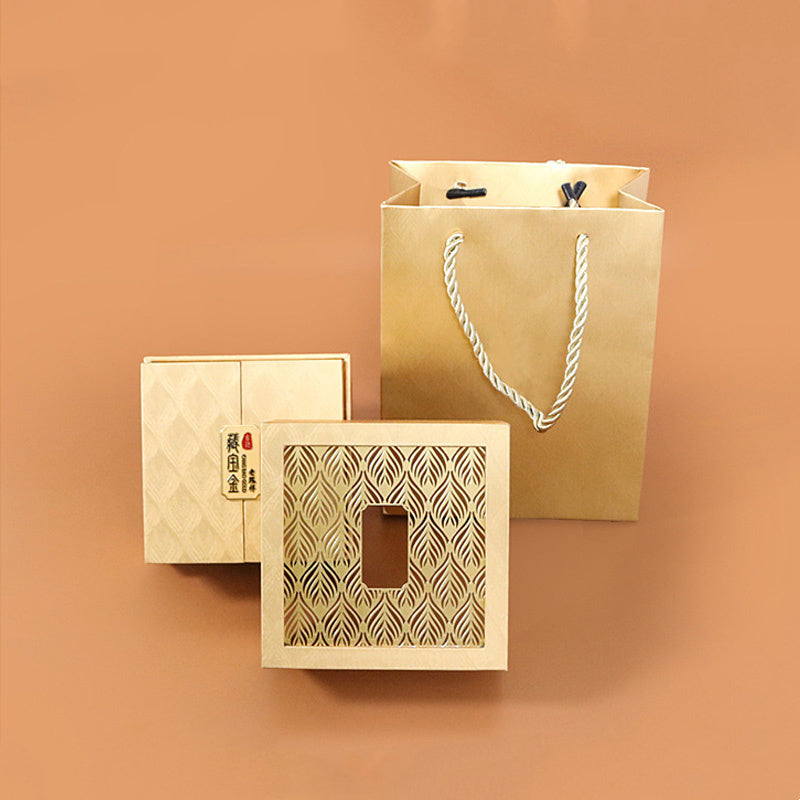 Gold Zen Jewelry Storage Box with Feather Pattern