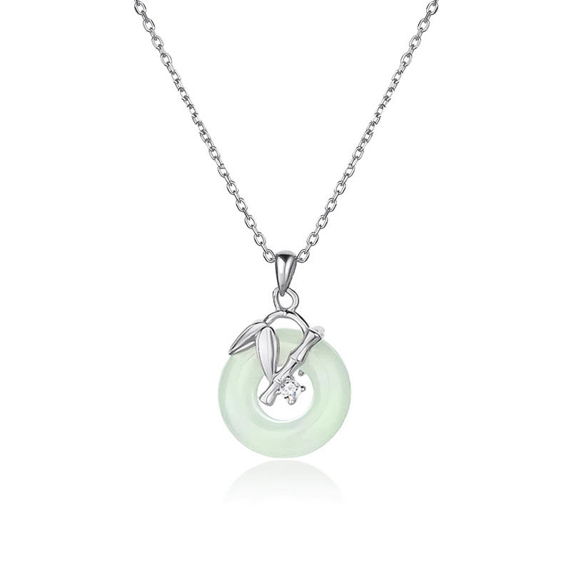 Hetian Jade Prosperity Pendant in 925 Sterling Silver Bamboo Leaf