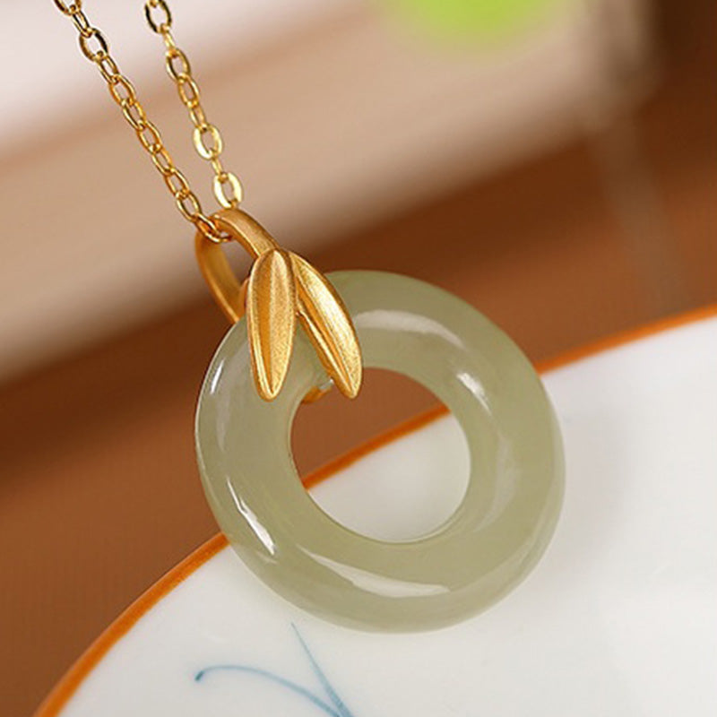 Cyan Jade Sterling Silver Peace Buckle Necklace for Harmony