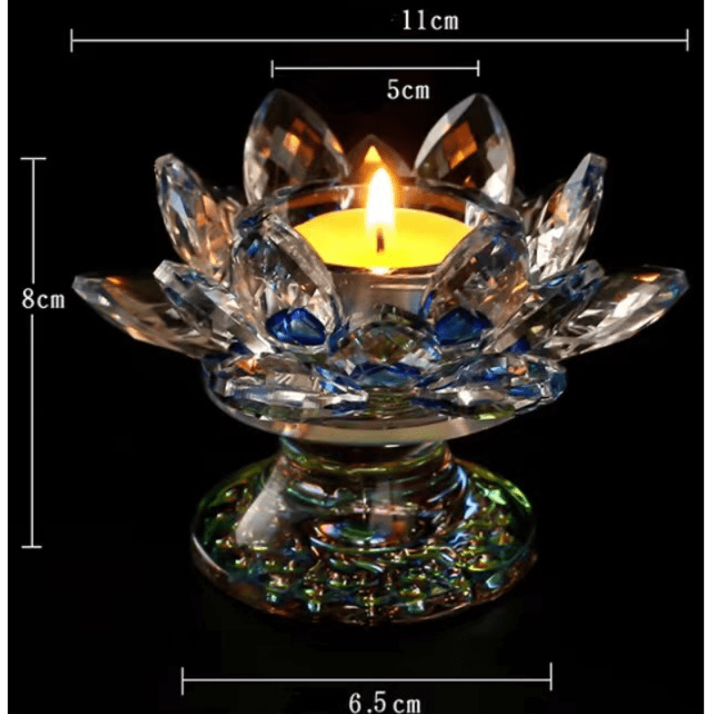 Citrine & White Crystal Tibetan Lotus Candlestick Ornament
