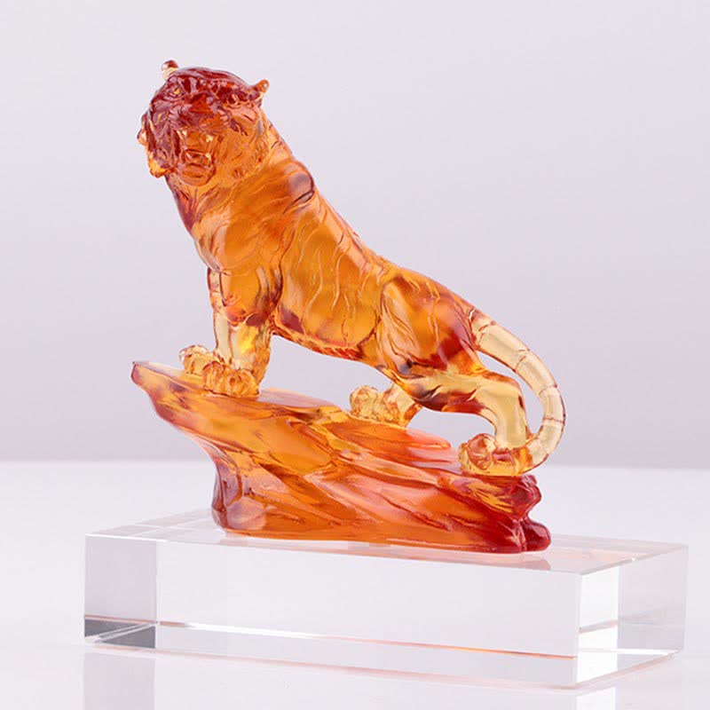 Handmade Liuli Crystal Tiger Art Piece | Protection Decor