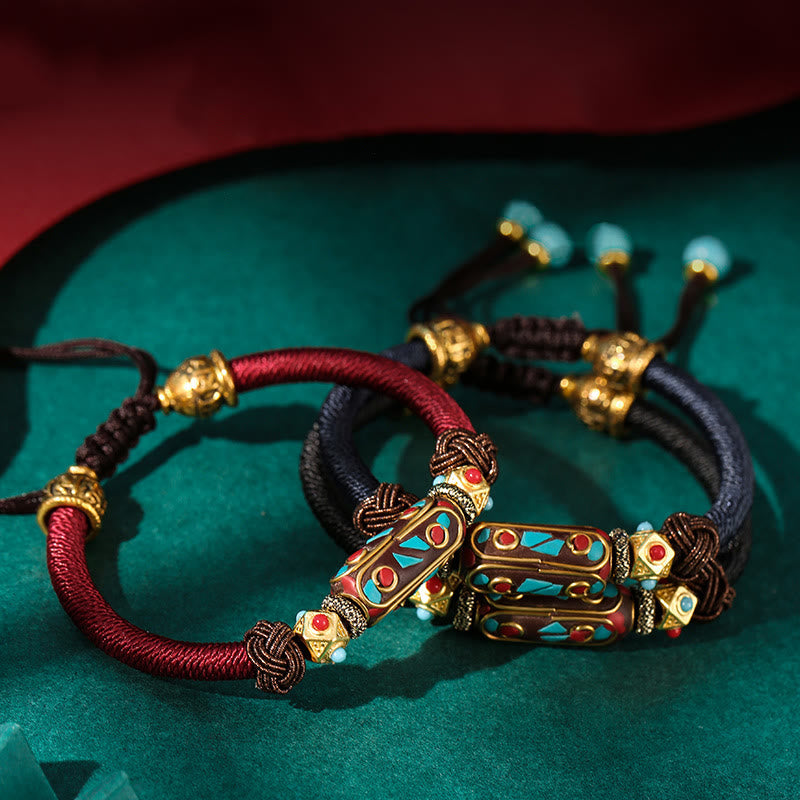 Unisex Tibetan Turquoise Om Mani Padme Hum Strength Bracelet