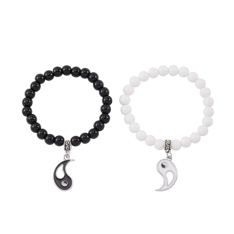 8mm Yin Yang Bracelet with Black Onyx & White Turquoise