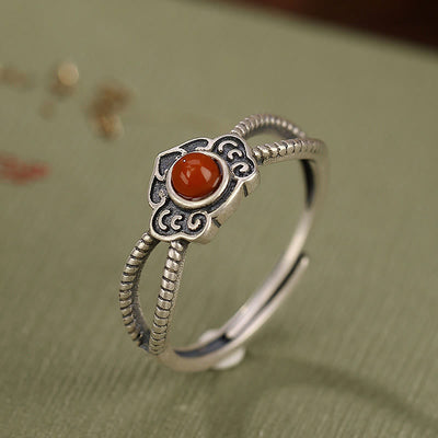 Red Agate Logical Thinking Ring | 925 Sterling Silver