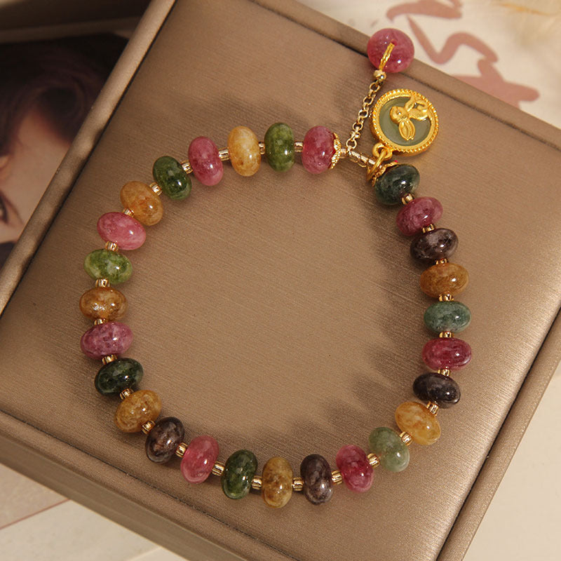 Tourmaline Positive Rabbit Charm Bracelet 14-16cm Wrist