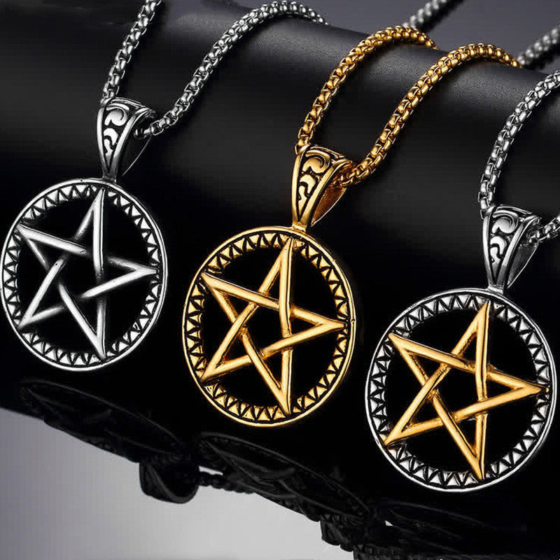 Pentagram Titanium Steel Balance Necklace for Spiritual Calming