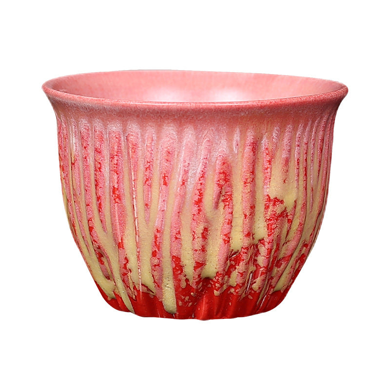 Retro Blue Red Gradient Lotus Ceramic Teacup Bowl