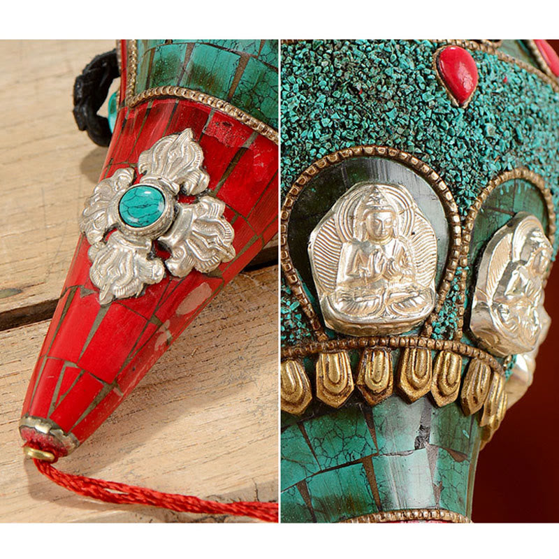 Tibetan Turquoise Shankha Conch Shell Zen Positive Decoration