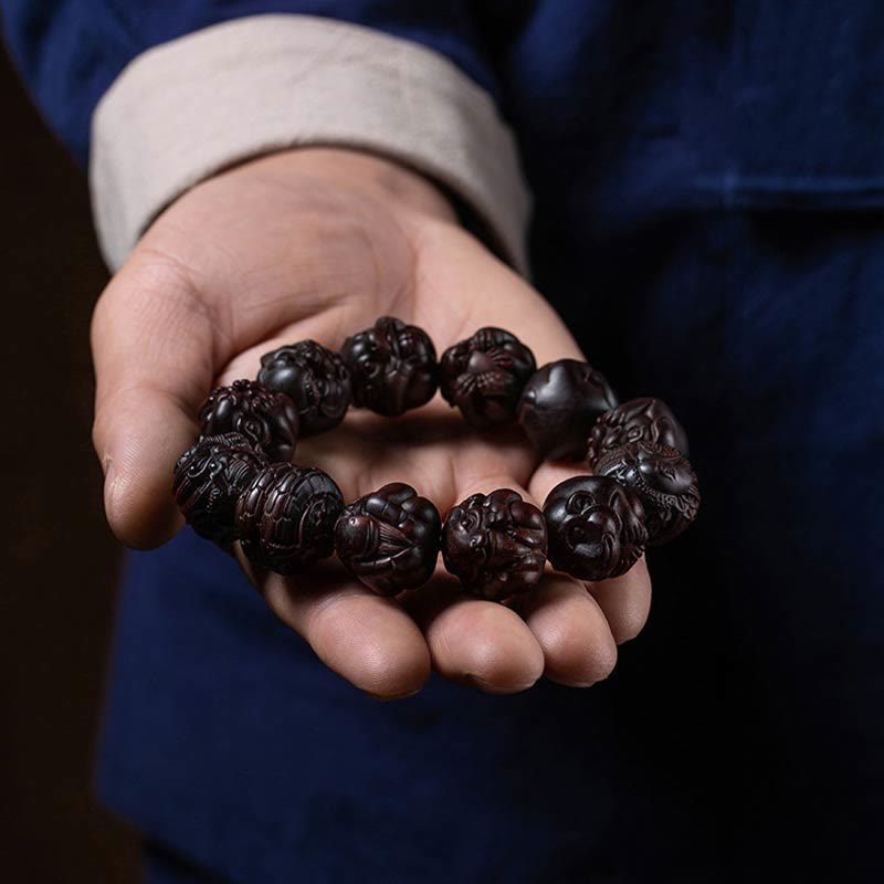 Chinese Zodiac Small Leaf Red Sandalwood Protection Bracelet