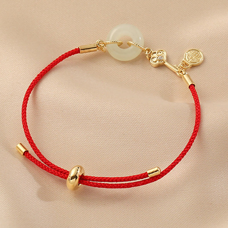 Hetian Jade 18K Gold Peace Buckle Luck Bracelet Classic