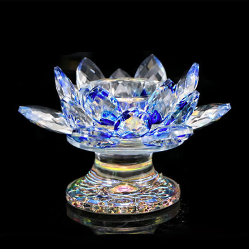 Lotus Flower Crystal Candle Holder | Spiritual Home Accent