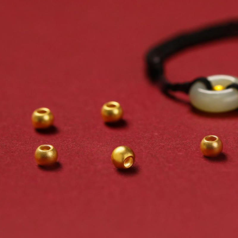 999 Gold Bead Hetian Jade Luck Bracelet with Peace Buckle