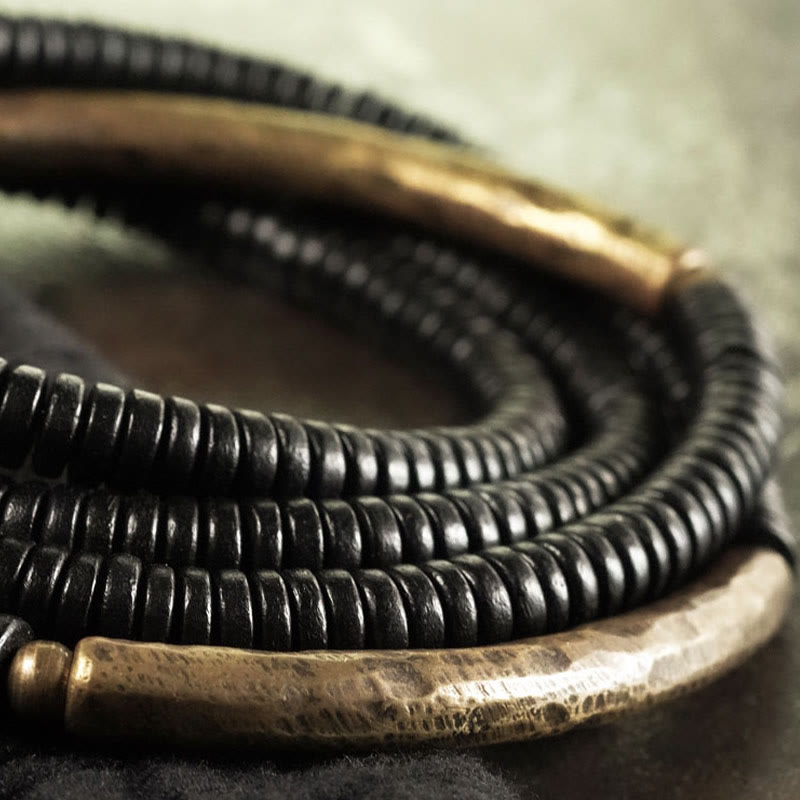 Ebony Wood Copper Multilayered Bracelet for Balance and Calm