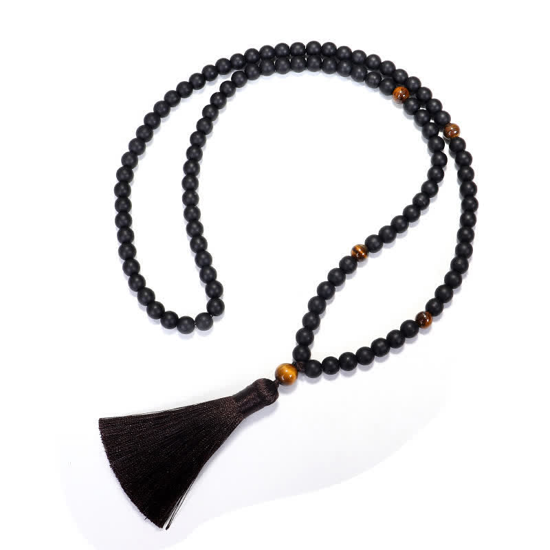 108 Bead Mala Frosted Stone Tiger Eye Balance Bracelet Necklace