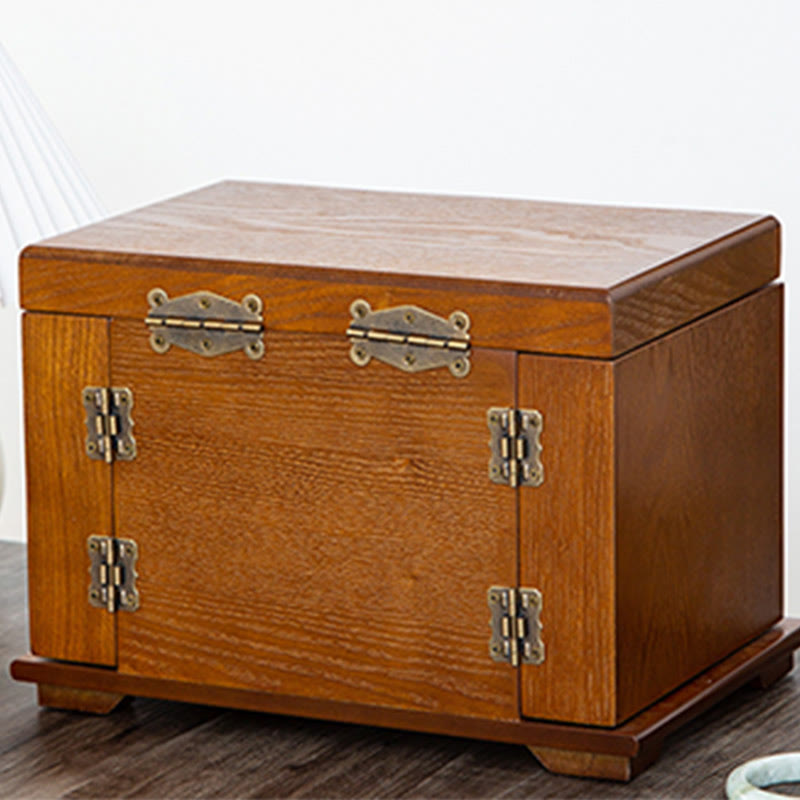 Large Vintage Wooden Jewelry Box with Mirror | Healing Sounds