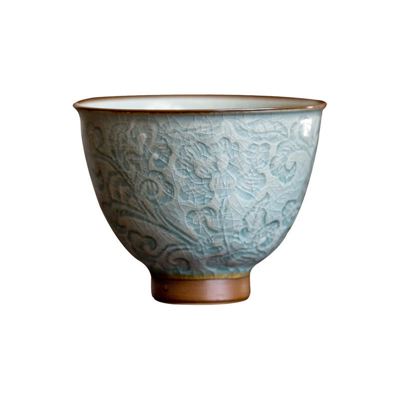 Lotus Carved Ceramic Zen Decor Teacup 95ml