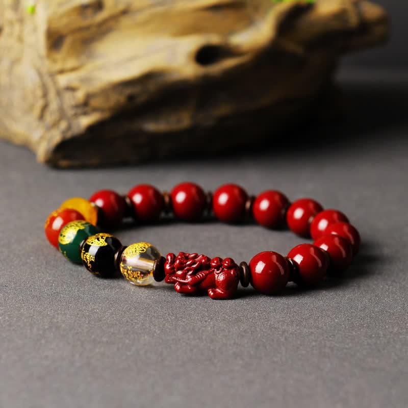 10mm Cinnabar PiXiu Blessing Bracelet for Wealth & Calm