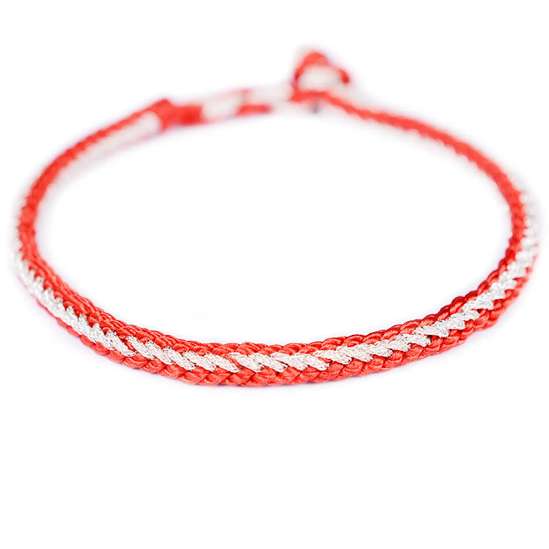 Two-Color Handcrafted Eight Thread Peace Knot Red String Bracelet