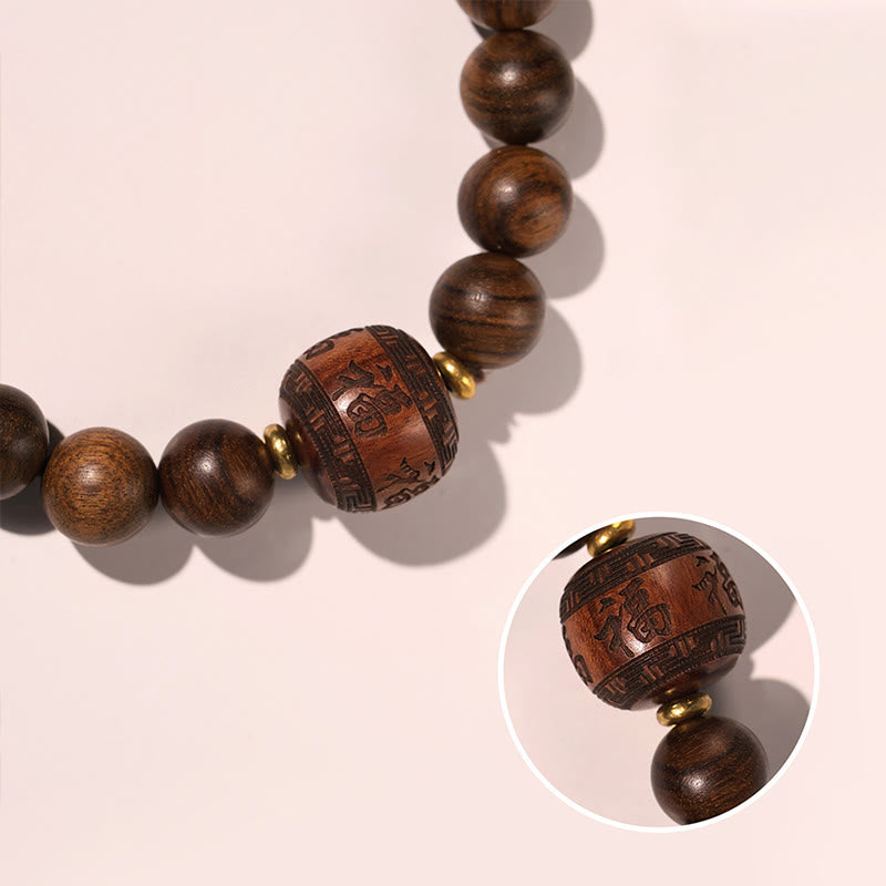 Rosewood Spiritual Bracelet with Fu Character | Warmth & Luck