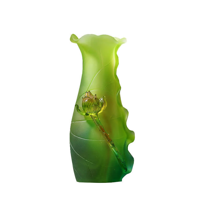 Handmade Liuli Feng Shui Lotus Crystal Art Piece