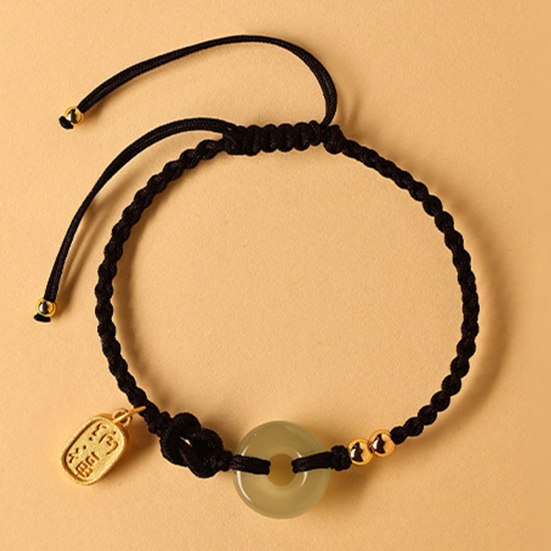 Hetian Jade Peace Buckle Fu Bracelet for Luck