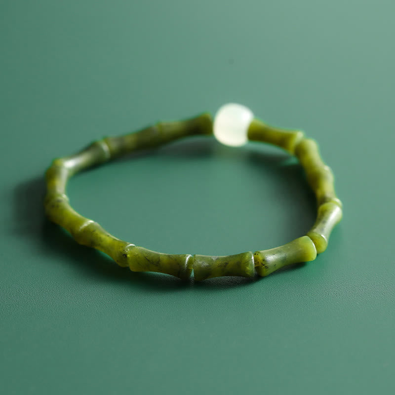 Green Bamboo Jade Luck Bracelet for Abundance & Growth