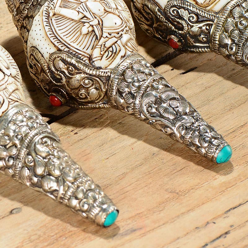 Handmade Tibetan Shankha Conch Shell Decoration for Wealth
