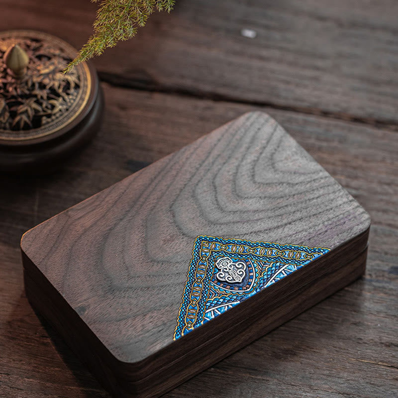 Vintage Handmade Black Walnut Wood Jewelry Storage Box