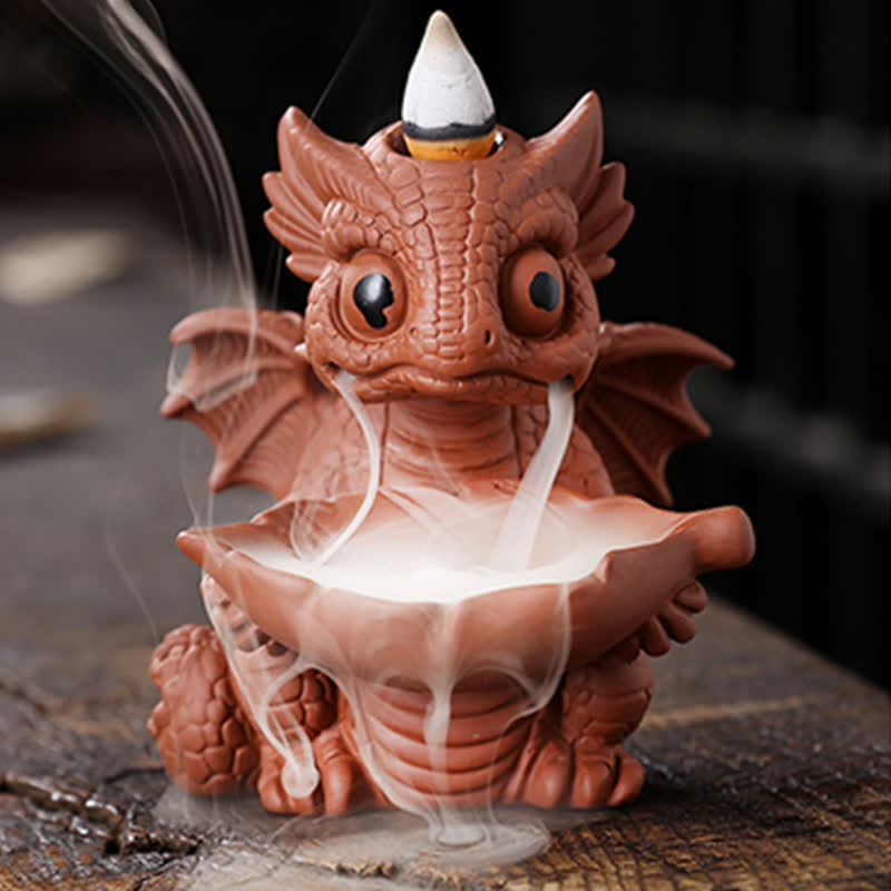 Purple Clay Dinosaur Incense Burner for Meditation & Rituals