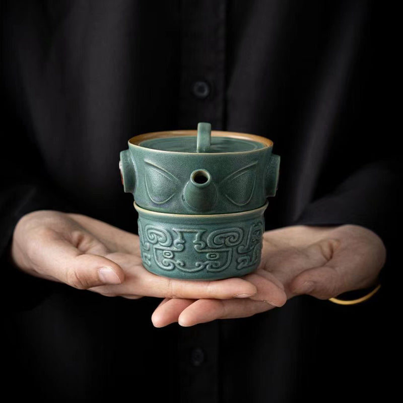 Sanxingdui Ceramic Chinese Tea Cup Set | Kung Fu Tea Gift
