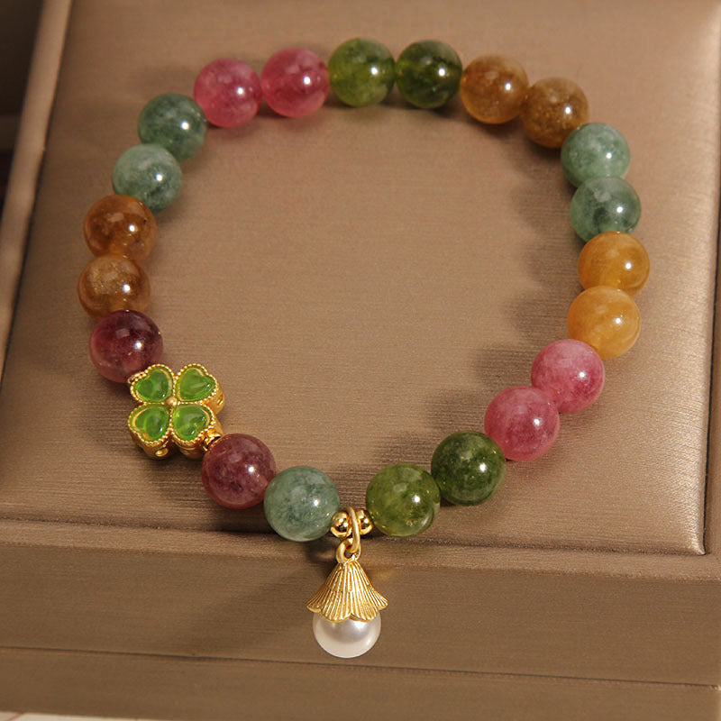 Tourmaline Four Leaf Clover Wisdom Bracelet