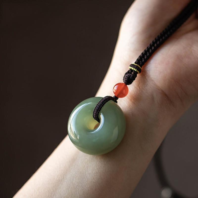 Natural Jade Peace Buckle & Lotus Necklace | Abundance Energy
