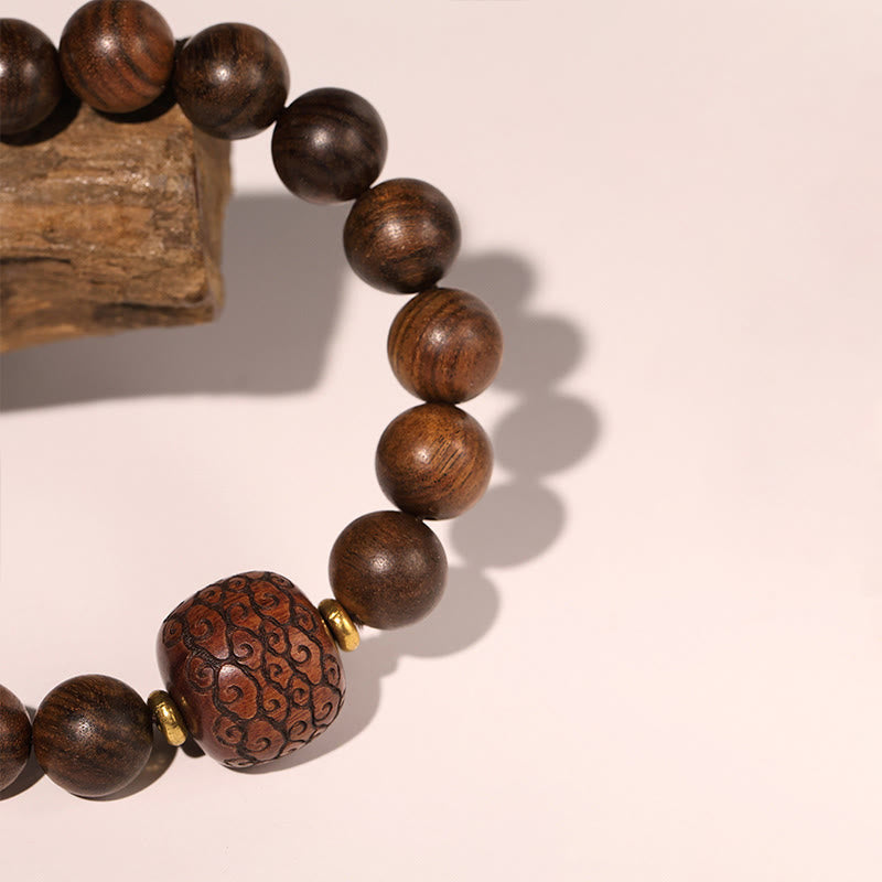 Rosewood Spiritual Bracelet with Fu Character | Warmth & Luck