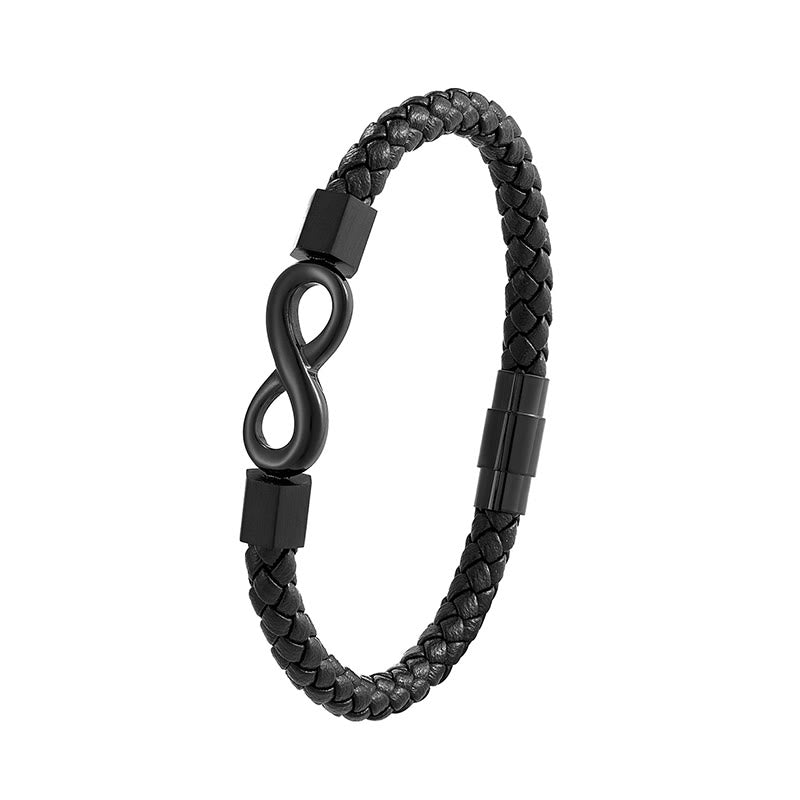 Endless Knot Titanium Steel Leather Spiritual Balance Bracelet