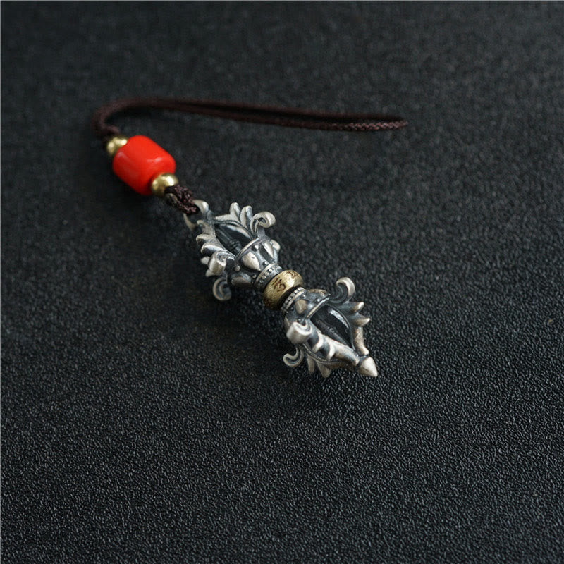 14mm Sterling Silver Om Mani Padme Hum Vajra Pendant for Strength