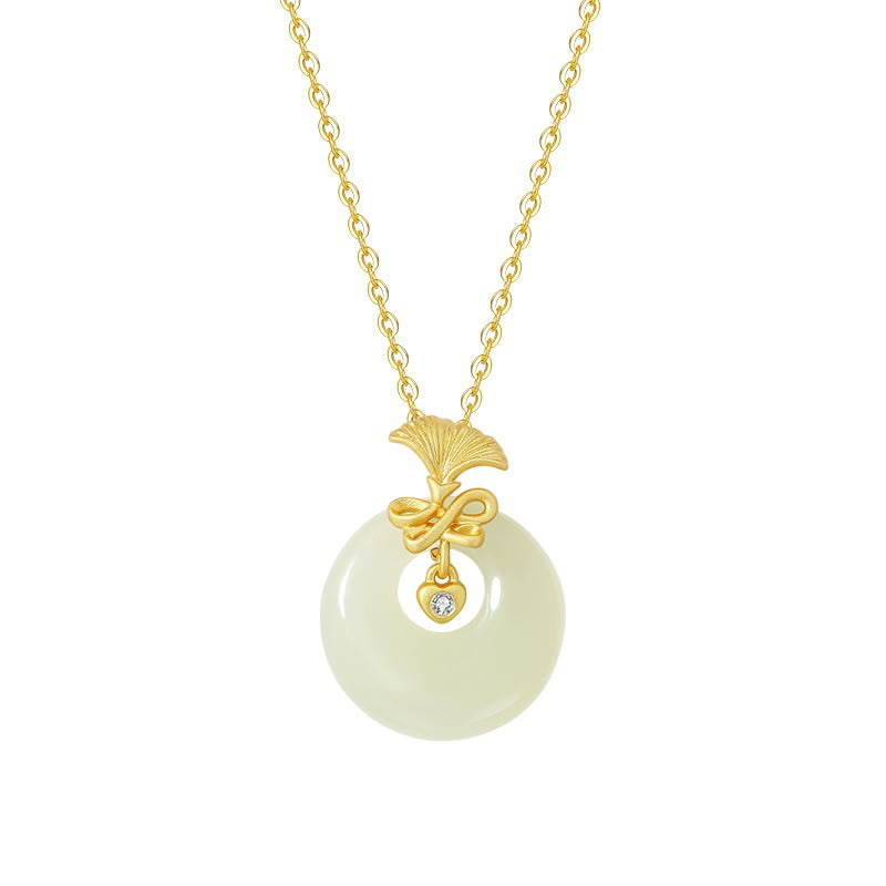 925 Sterling Silver Hetian Jade Prosperity Carnation Flower Necklace