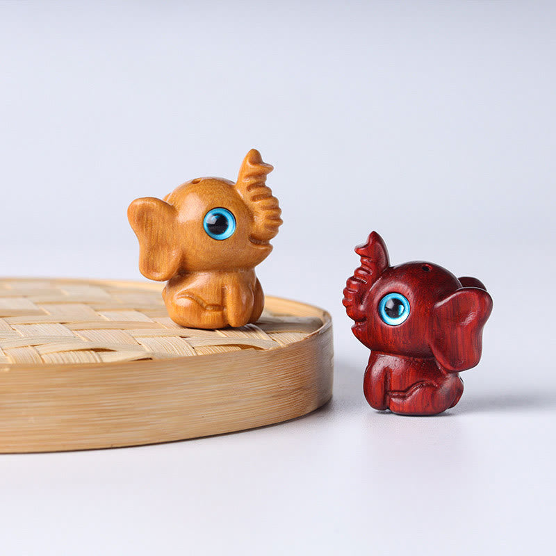 Mini Elephant Carved Decoration in Sandalwood for Protection & Luck