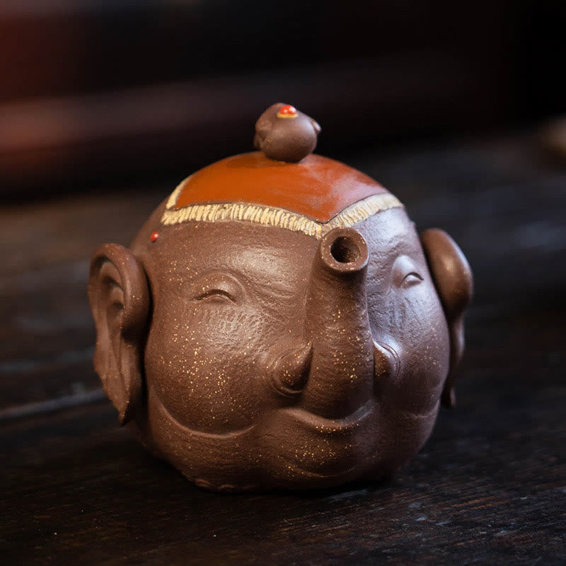 Purple Clay Ceramic Elephant Teapot 220ml Zen Decor