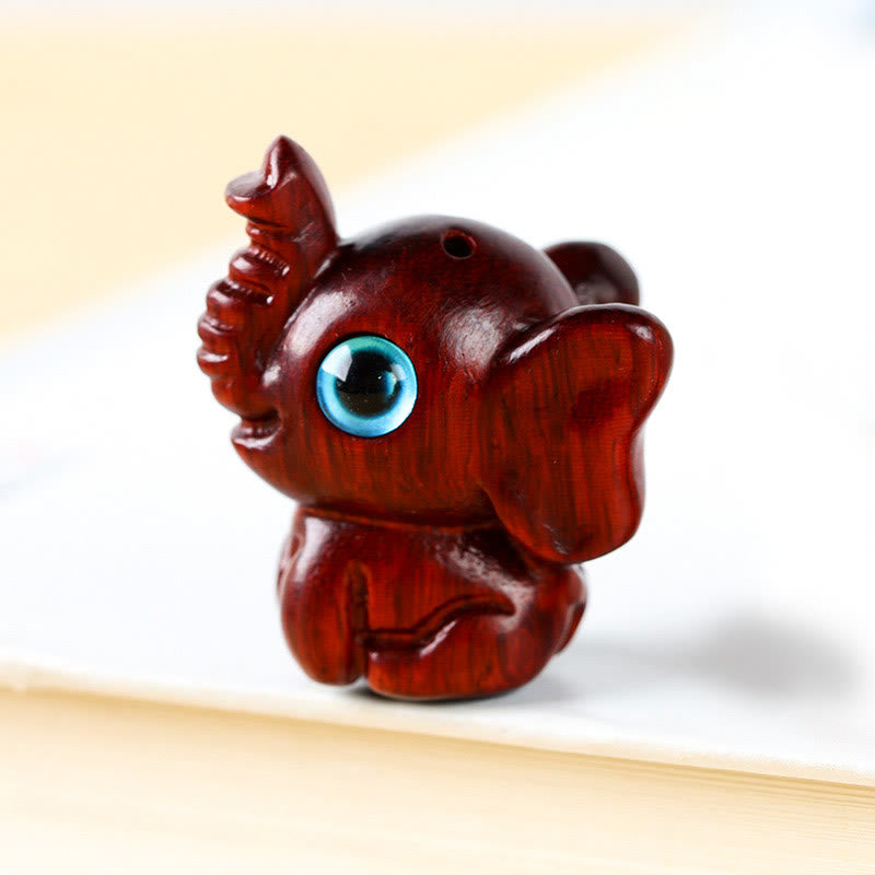 Mini Elephant Carved Decoration in Sandalwood for Protection & Luck
