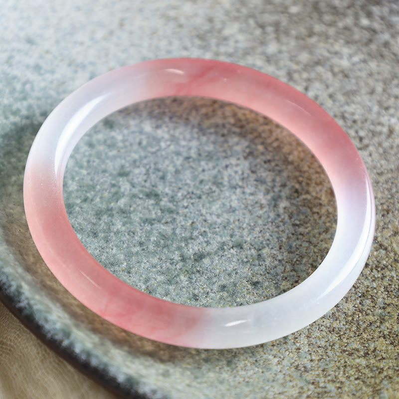 8mm Pink Golden Silk Jade Wealth Bracelet Bangle