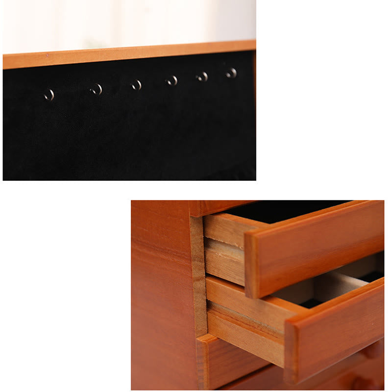 Spacious Six-Layer Vintage Flower Wooden Jewelry Box