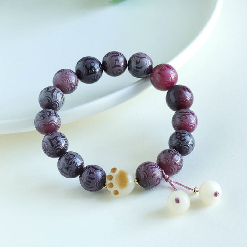 Om Mani Padme Hum Bodhi Seed Carved Bracelet 12mm Beads
