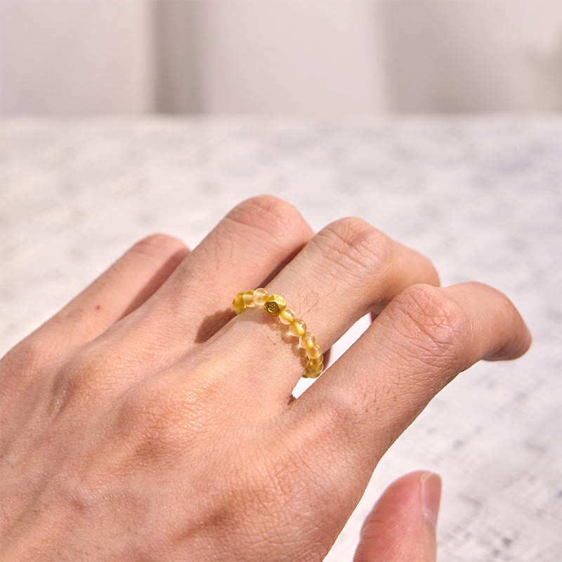 3mm Golden Rutilated Quartz Elastic Ring