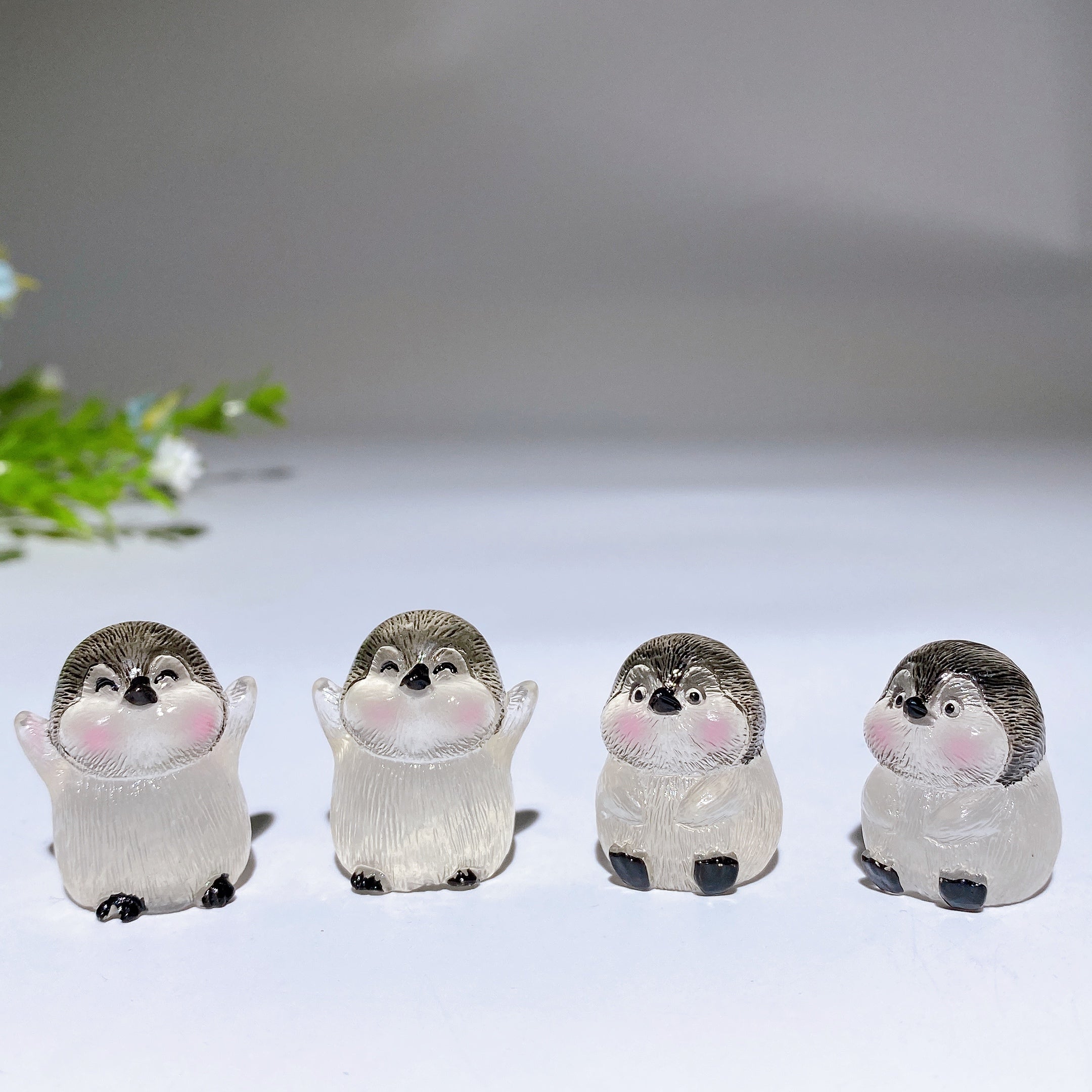 3pcs Luminous Crystal Penguin Animal Carvings 25mm